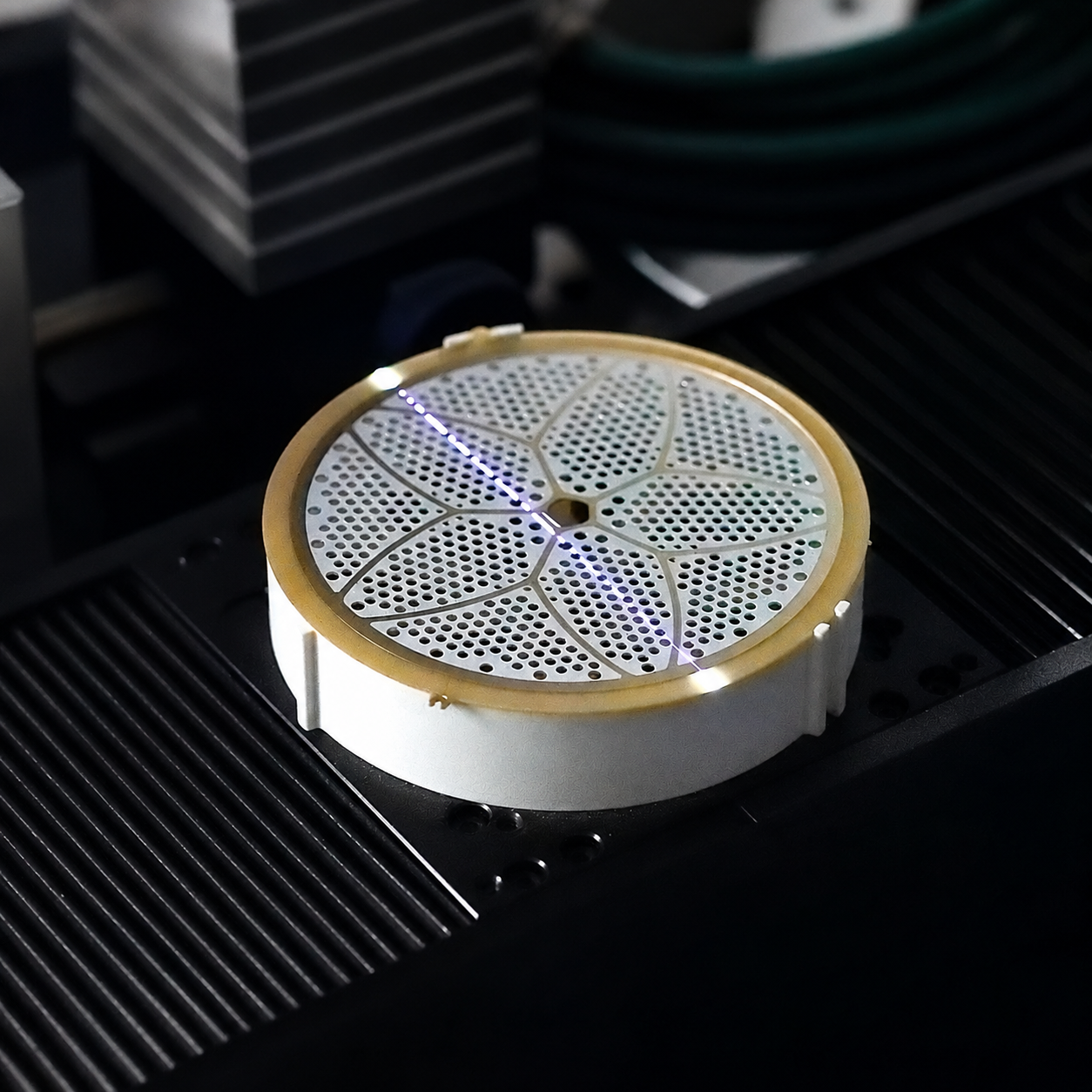 LiDAR surface mapping scan across an electrostatic headphone stator plate